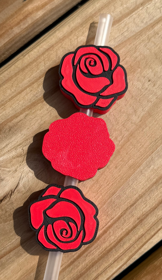Rose - 3d Straw Topper