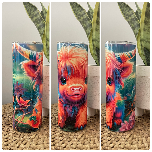 Colorful Highland Cow- Sublimation Tumbler