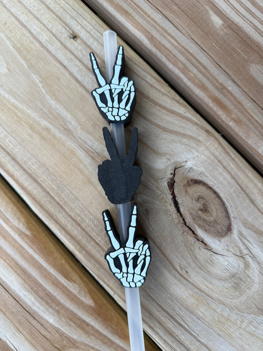 Peace Skelly Hand - 3d Straw Topper