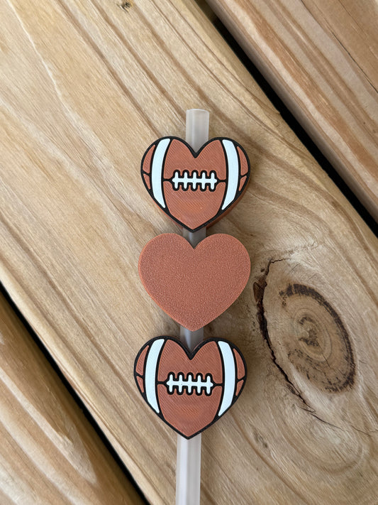 Football Heart - 3d Straw Topper