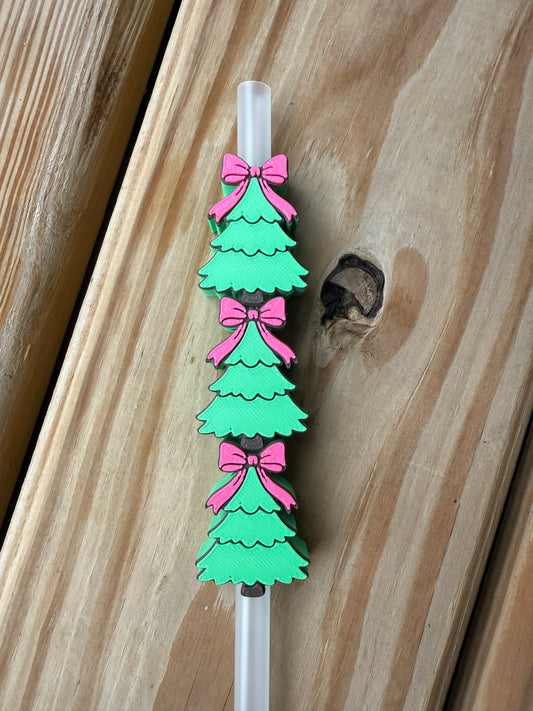 Christmas Tree w/Bow - 3d Straw Topper