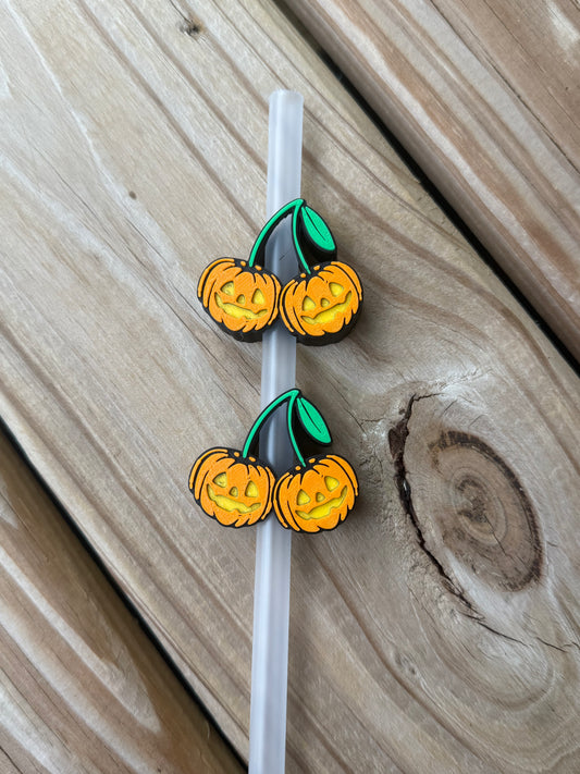 Pumpkin Cherries - 3d Straw Topper