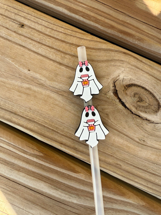 Ghost w/Bow - 3d Straw Topper