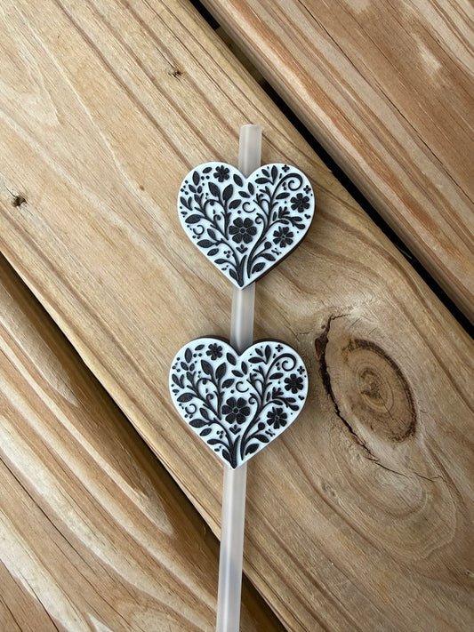 Filagree Heart - 3d Straw Topper