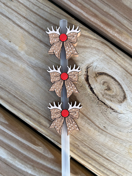 Reindeer Bow - 3d Straw Topper