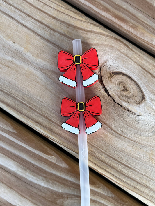 Santa Bow - 3d Straw Topper