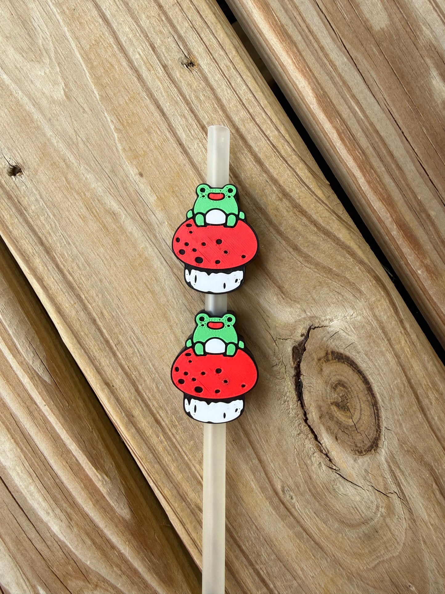Frog on Mushroom - 3d Straw Topper