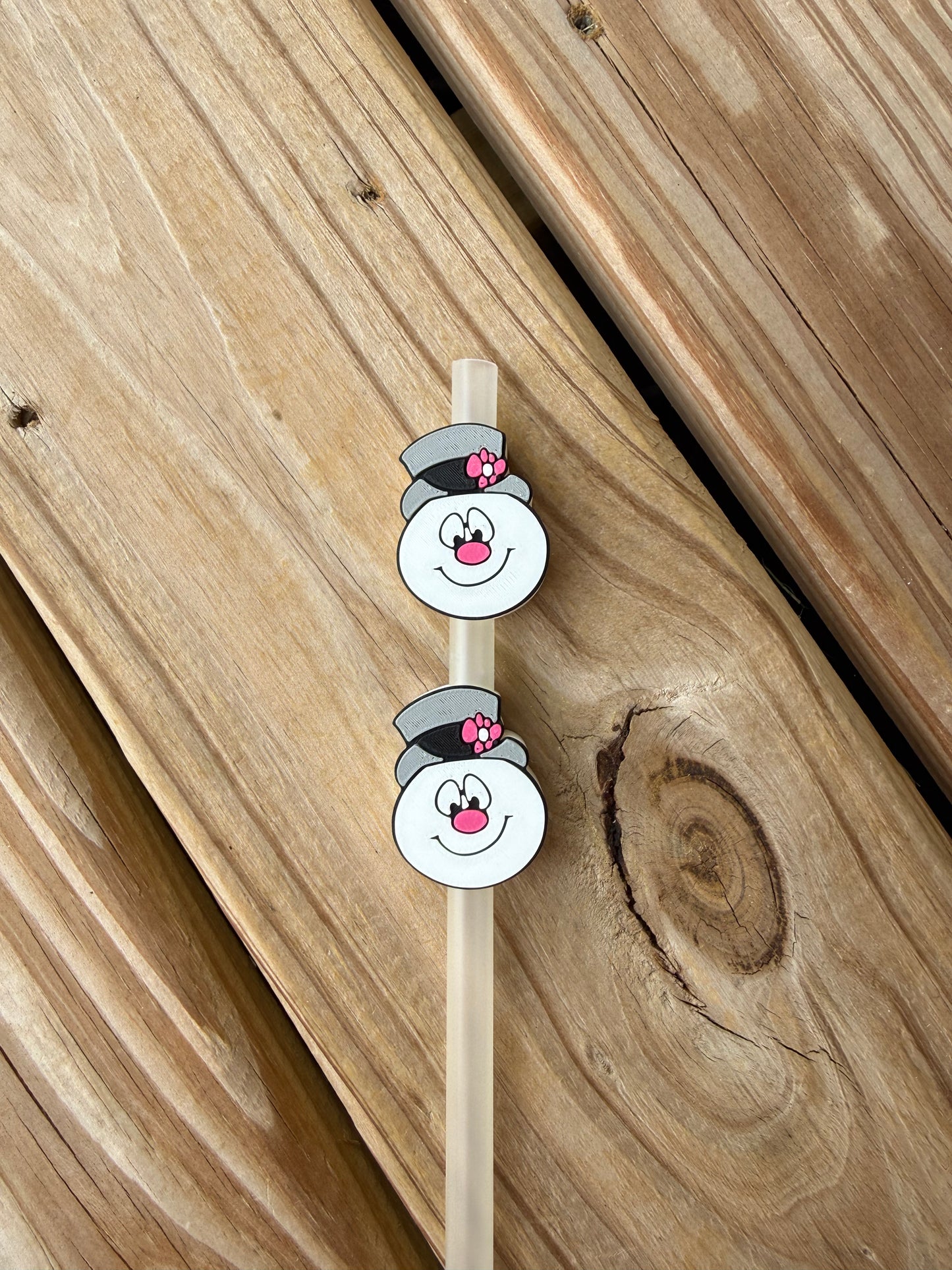 Snowman with Topcoat - 3d Straw Topper