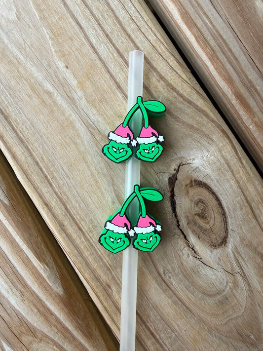 Grinchy Cherries - 3d Straw Topper