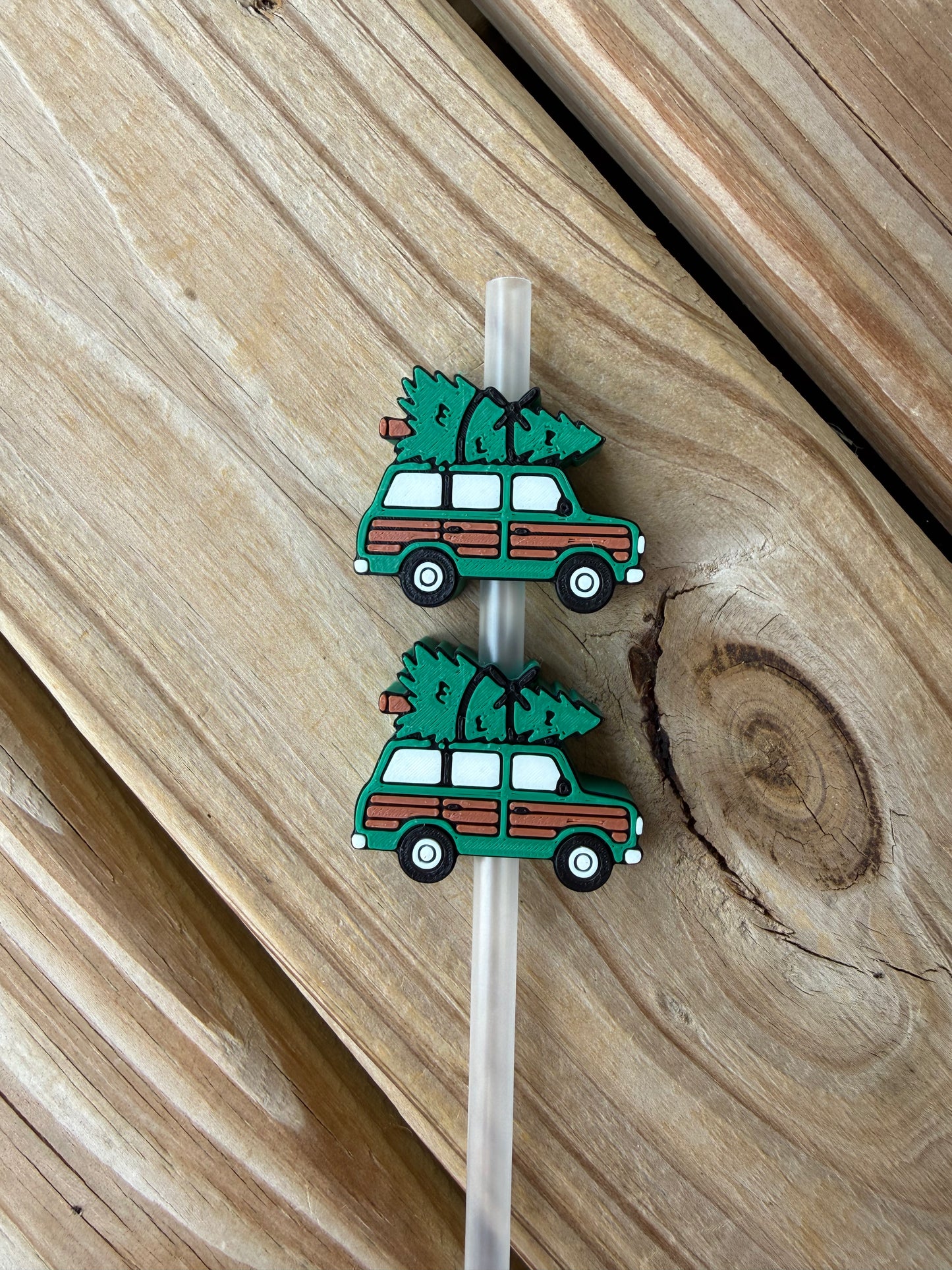 Stationwagon w/Tree - 3d Straw Topper