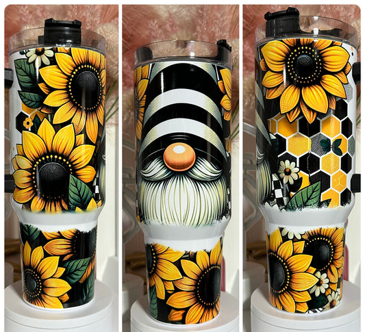 40oz w/Handle- Sunflower Gnome