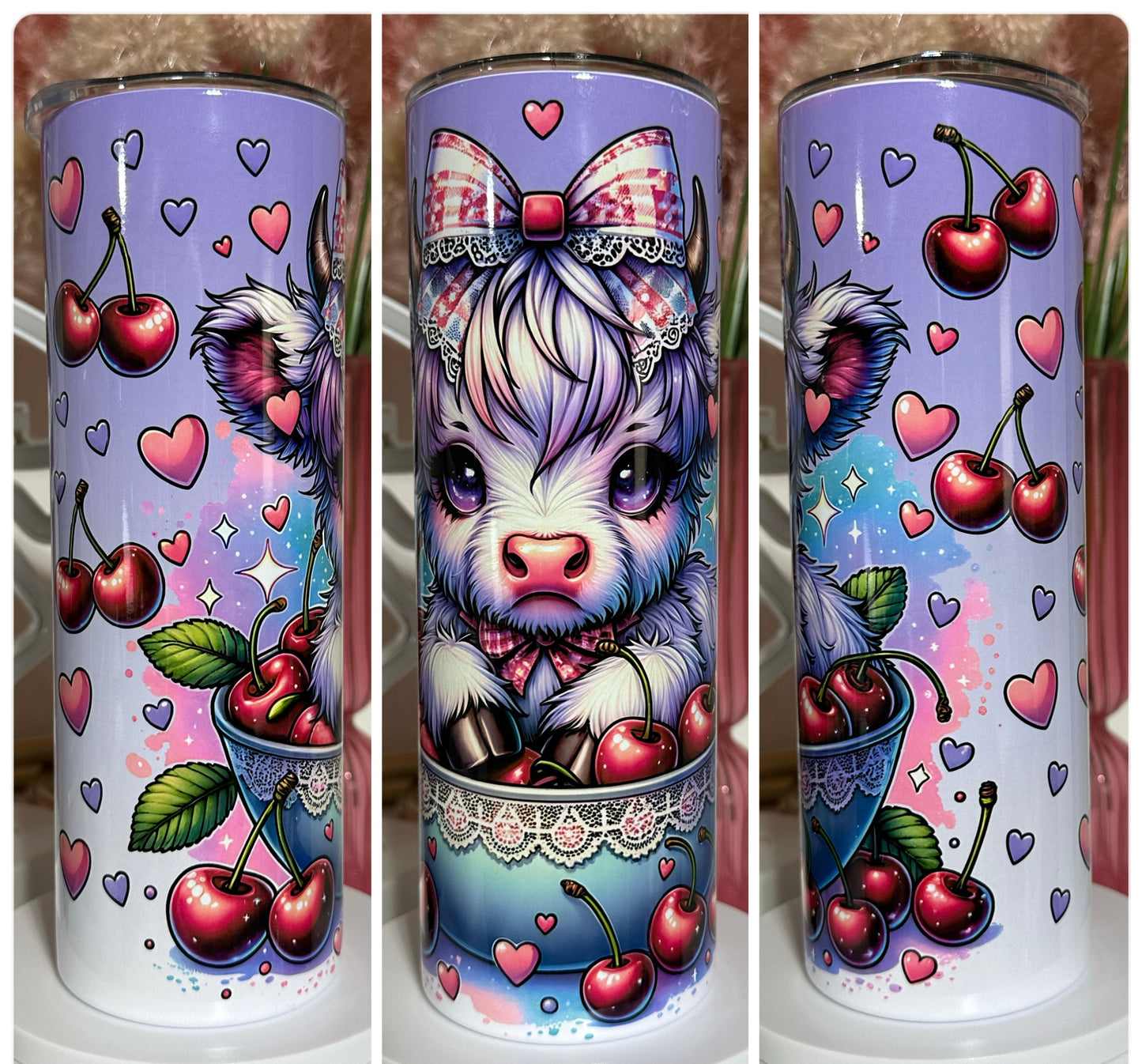 Lavender Cow w/Cherries - Tumbler (Copy)