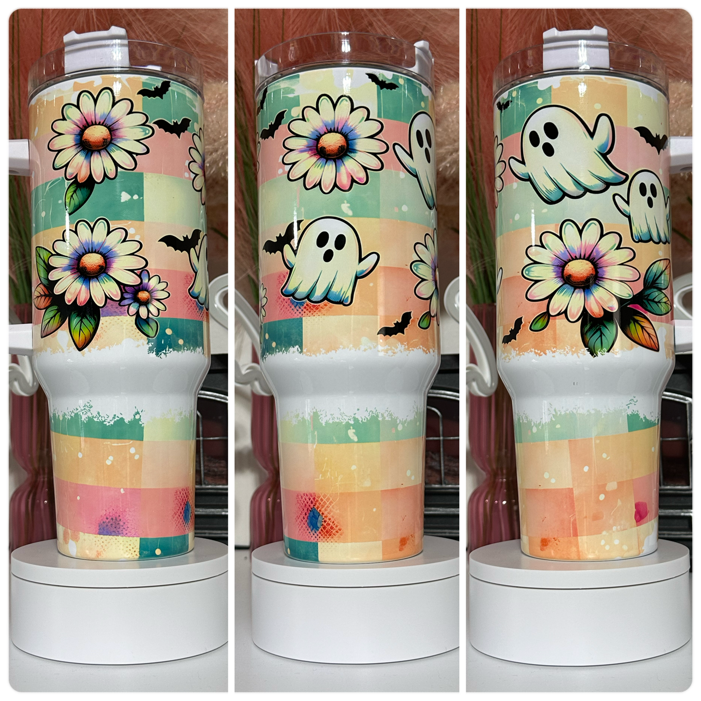 40oz w/Handle- Pastel Ghosties