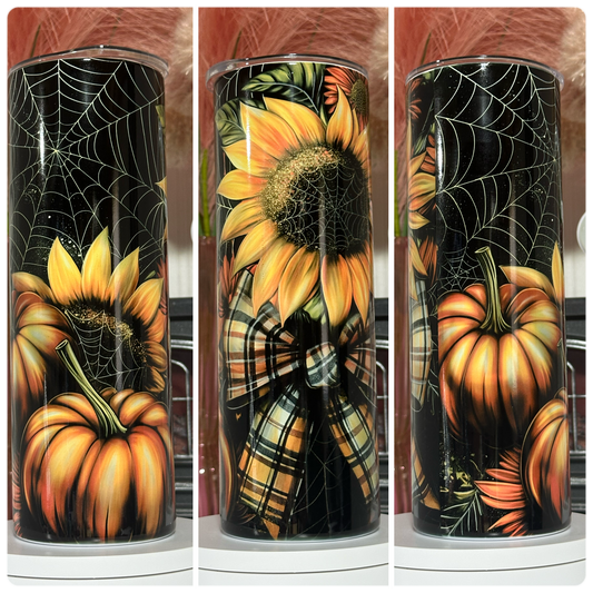 Sunflower & Pumpkin Webs - Tumbler