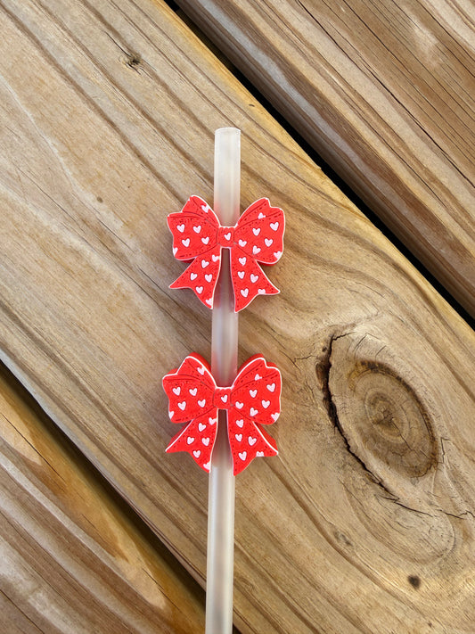 Bow w/Hearts - 3d Straw Topper