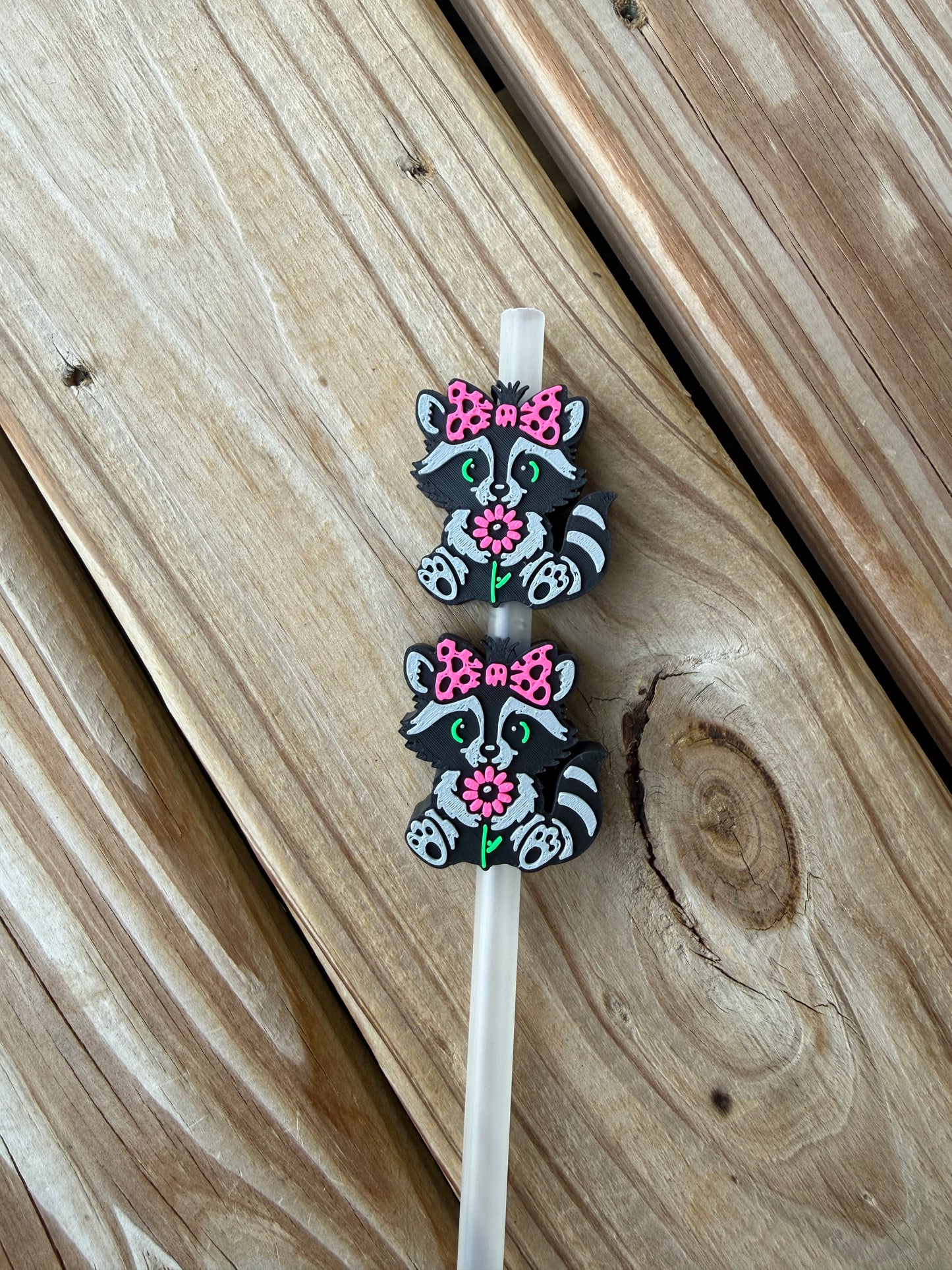 Cute Racoon - 3d Straw Topper