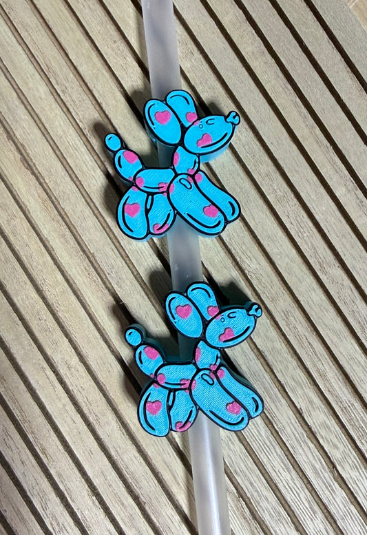 Balloon Dog w/Hearts - 3d Straw Topper