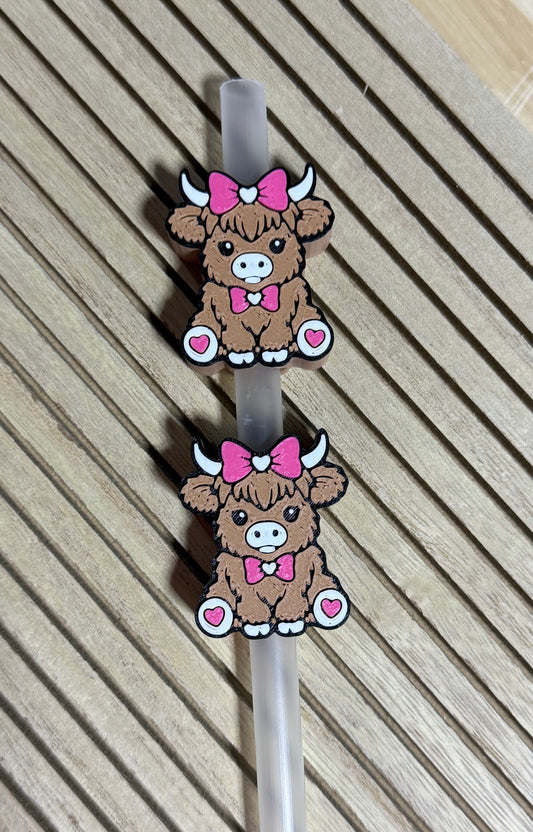 Highland w/Heart & Bows - 3d Straw Topper