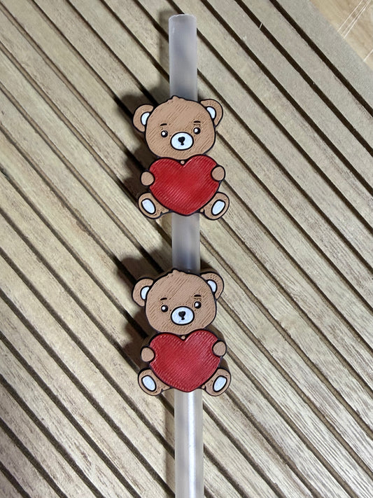 Heart Bear - 3d Straw Topper