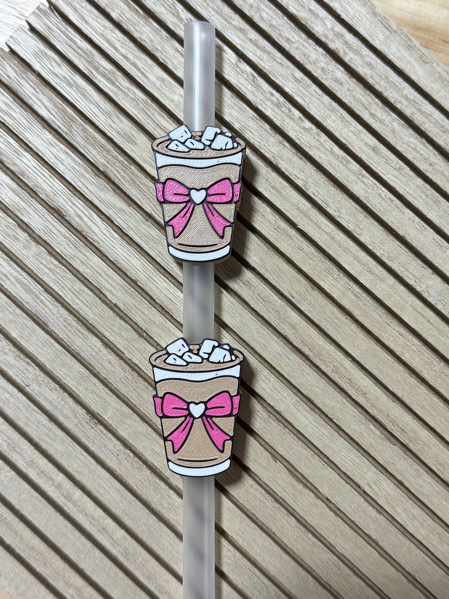 Coffee w/Bow - 3d Straw Topper