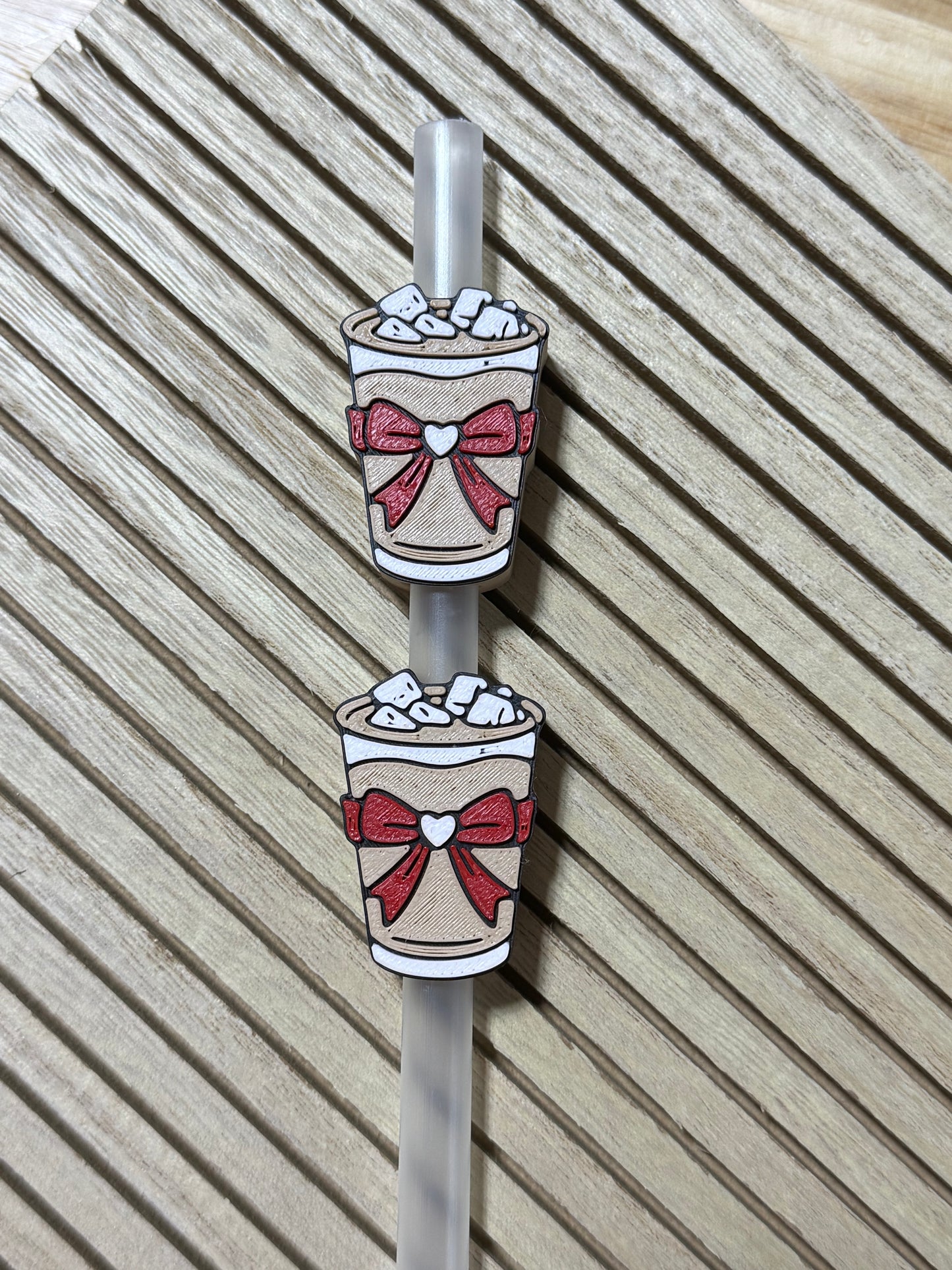 Coffee w/Bow - 3d Straw Topper