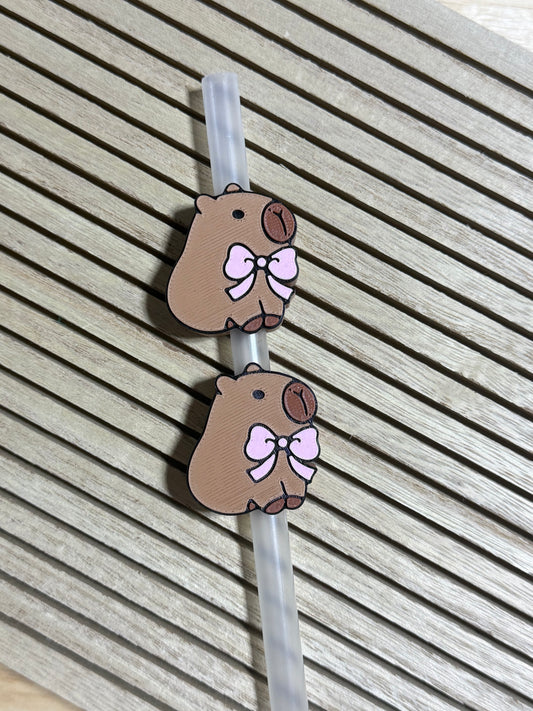 Capybara w/Bow - 3d Straw Topper