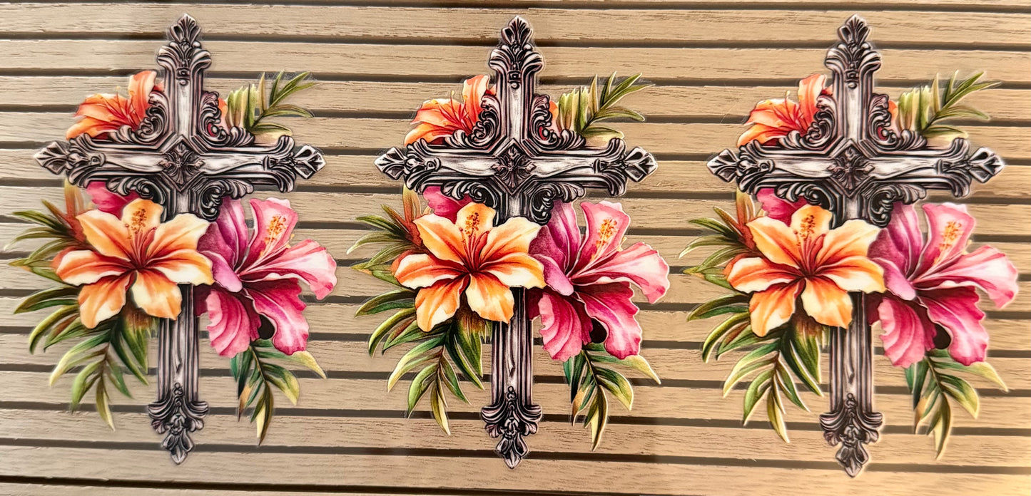 Cross w/Tropical Flowers - Wrap