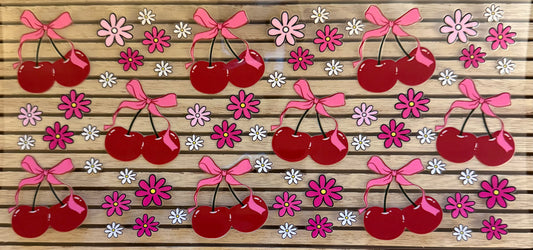 Cherries w/Pink Bows and Flowers - Wrap
