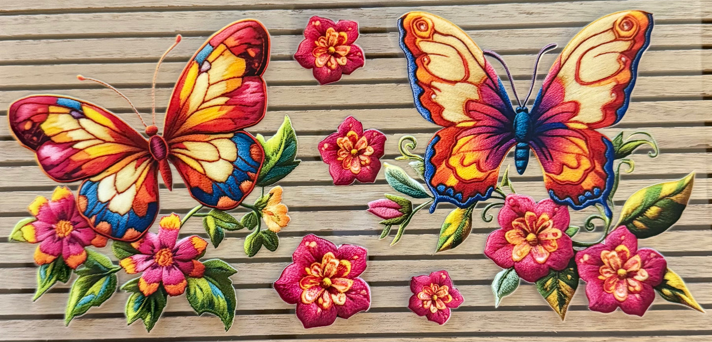 Butterfly (Orange/Red Embroidery) - Wrap