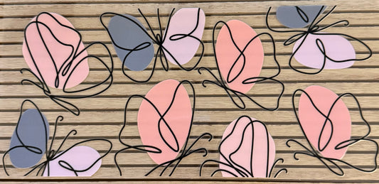 Butterfly (Pink & Gray w/Black Outline) - Wrap