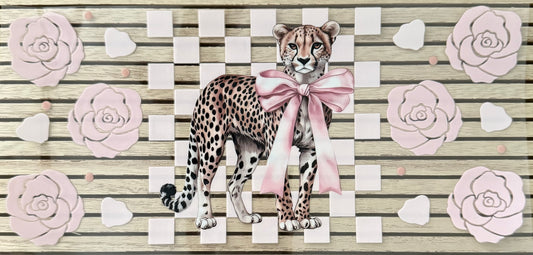 Cheetah w/Pink Bow & Roses - Wrap