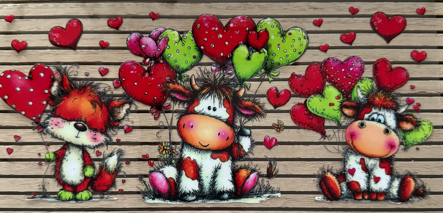 Cows with Heart Balloons - Wrap