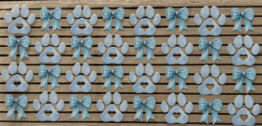 Paw Prints & Bows (Blue) - Wrap