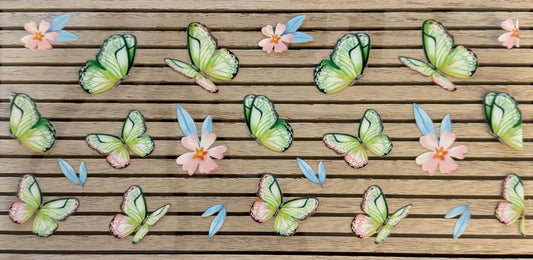 Green Butterflies & Pink Flowers - Wrap