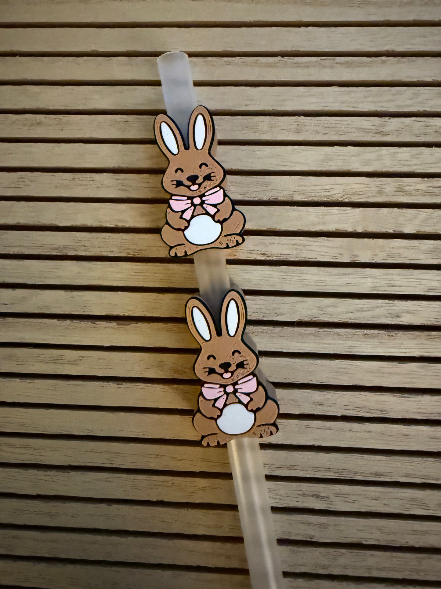 Cute Bunny w/Bow - 3d Straw Topper