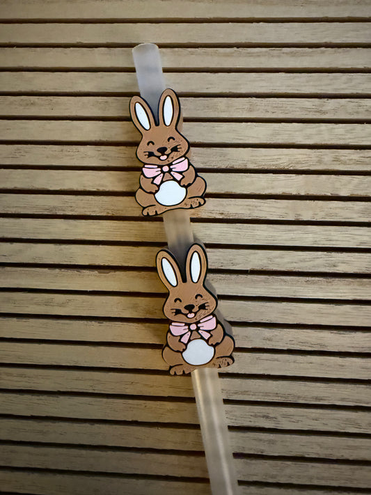 Cute Bunny w/Bow - 3d Straw Topper