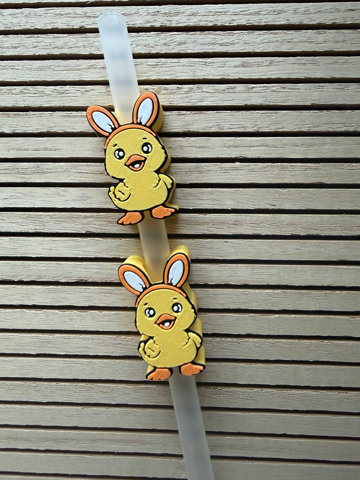 Chick w/Bunny Ears - 3d Straw Topper