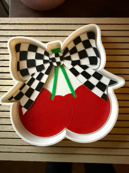 Cherry w/Check Bow - Trinket Tray