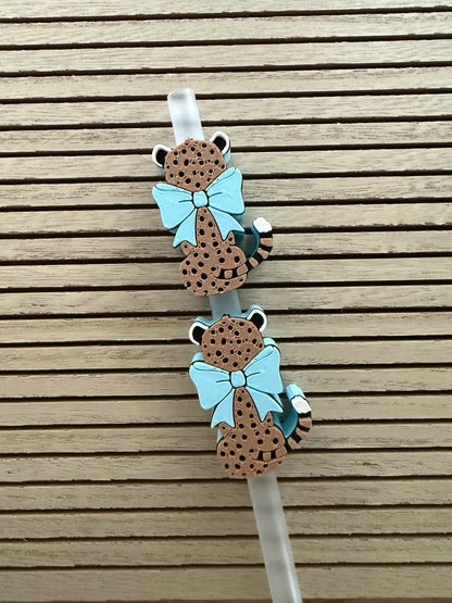 Cheetah w/Bow  - 3d Straw Topper
