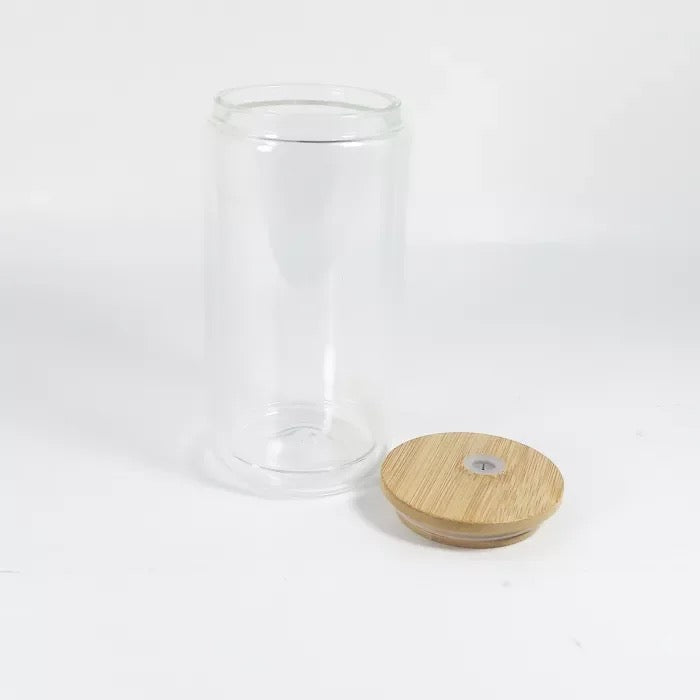 16oz Glass Snow Globe w/ Bamboo Lid